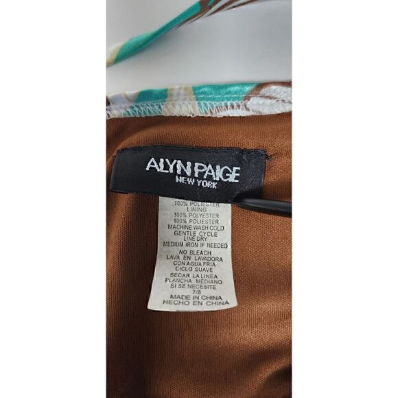 Alyn Paige New York Midi Dress Fit Flare Green/Brown Junior Size 7/8 - Picture 7 of 8